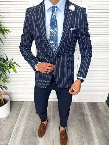 Sacou barbati slim fit, cu dungi, 638 7-5.4